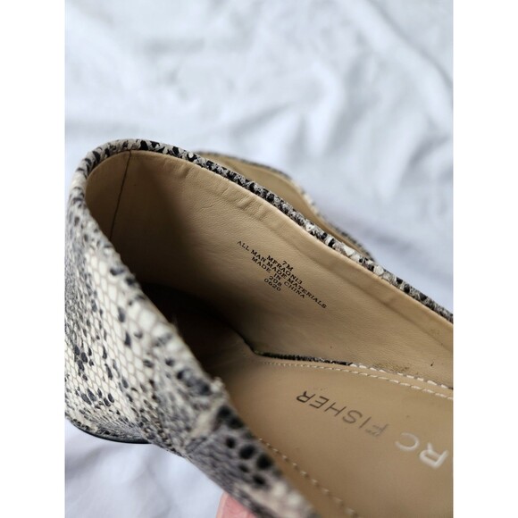 Marc Fisher 7 Ragni Gray Snake Leather Mule Pointed Toe 2.5"Block Heel Worn Once - Picture 8 of 10